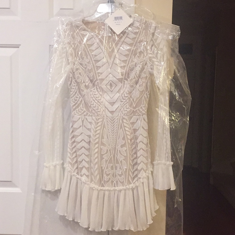 Embellished Lace Mini Dress